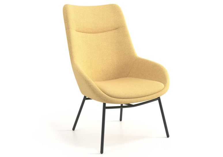 Sillón de Espera Capri, respaldo Alto, base 4 patas metal - Amarillo
