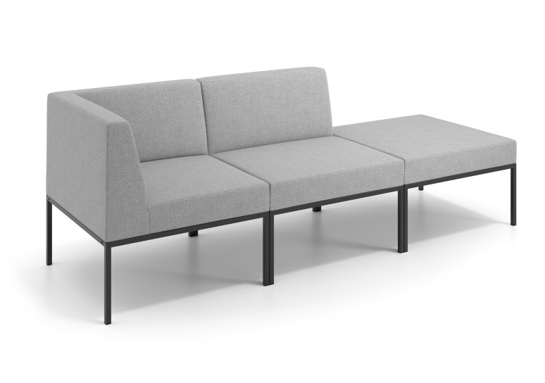 Sofa de Espera Pylos Modulo 2 asientos + Pouf - Gris