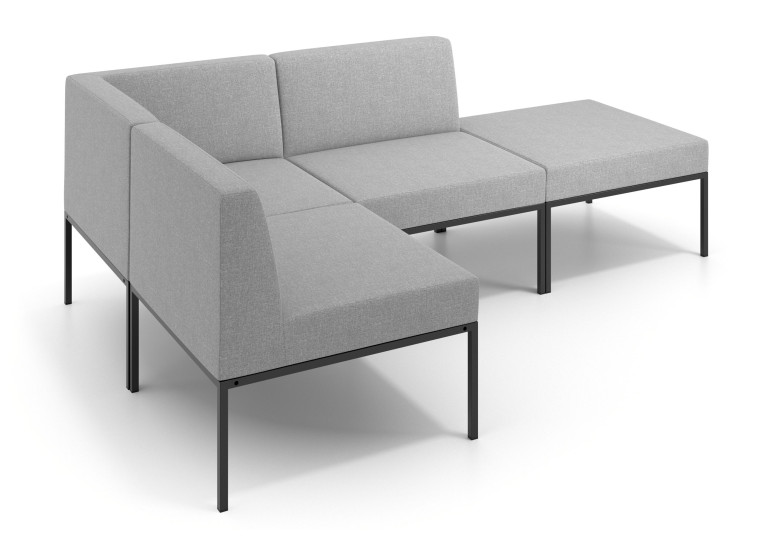 Sofa de Espera Pylos Rincon 2 asientos + Chaiselongue - Gris