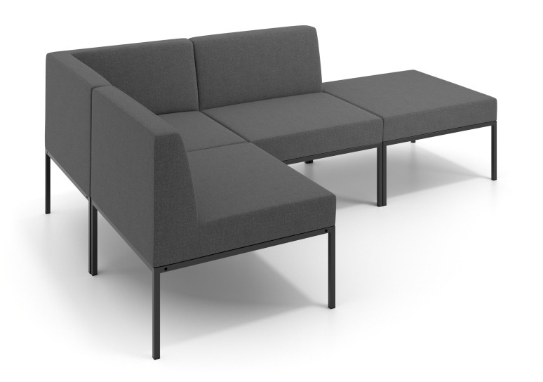 Sofa de Espera Pylos Rincon 2 asientos + Chaiselongue - Antracita