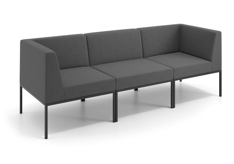 Sofa de Espera Pylos 3 asientos con brazo - Antracita