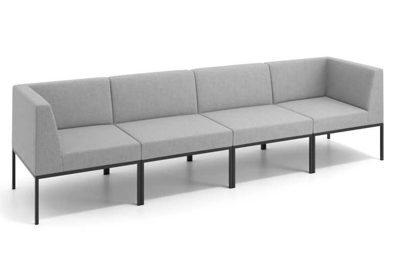 Sofa de Espera Pylos 4 asientos con brazo - Gris
