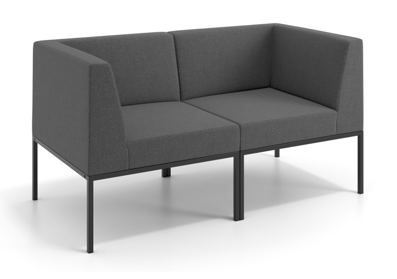 Sofa de Espera Pylos 2 asientos con brazo - Antracita