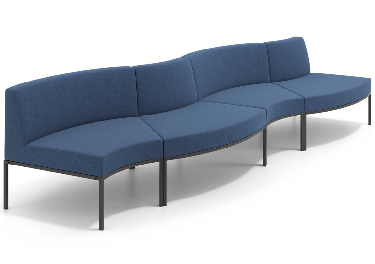 Sofa de Espera Pylos Curvo, Módulo Concavo + Convexo 4 asientos - AZUL