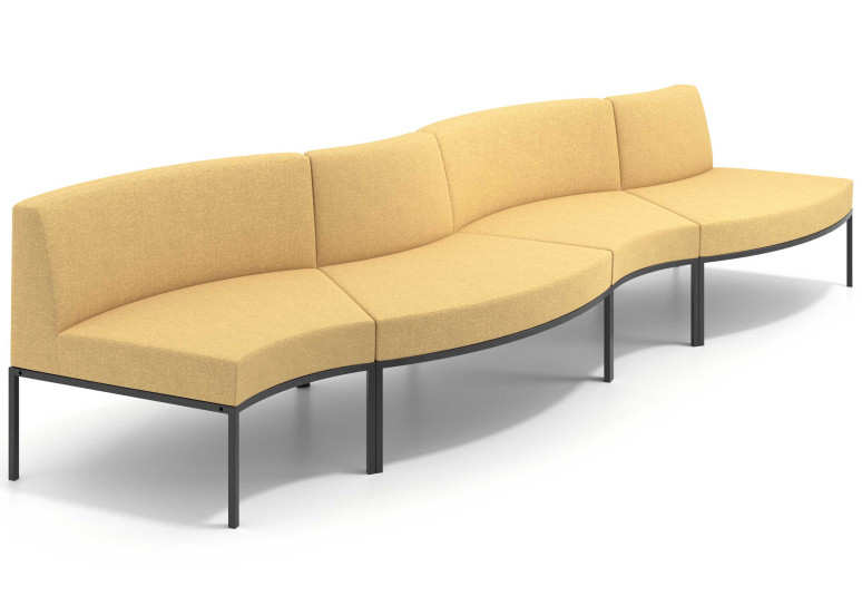 Sofa de Espera Pylos Curvo, Módulo Concavo + Convexo 4 asientos - Amarillo