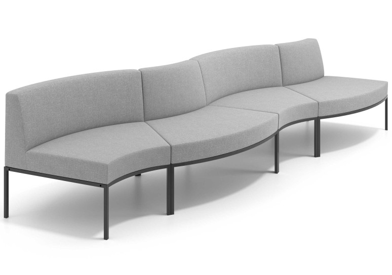 Sofa de Espera Pylos Curvo, Módulo Concavo + Convexo 4 asientos - Gris
