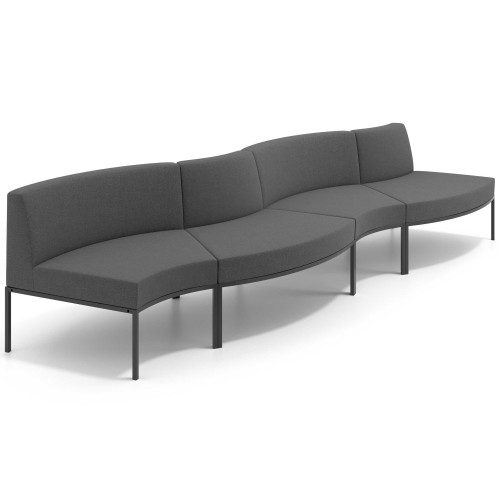 Sofa de Espera Pylos Curvo, Módulo Concavo + Convexo 4 asientos - Antracita