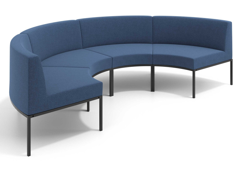 Sofa de Espera Pylos Curvo, Módulo Concavo 4 asientos - AZUL