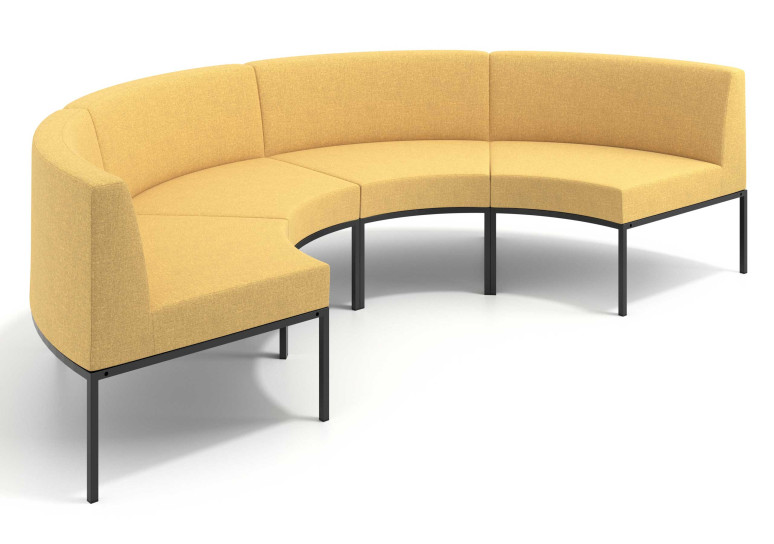 Sofa de Espera Pylos Curvo, Módulo Concavo 4 asientos - Amarillo