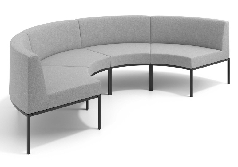 Sofa de Espera Pylos Curvo, Módulo Concavo 4 asientos - Gris