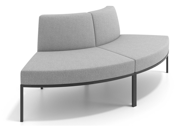 Sofa de Espera Pylos Curvo, Módulo Convexo 2 asientos - Gris
