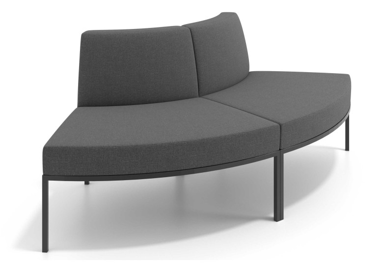 Sofa de Espera Pylos Curvo, Módulo Convexo 2 asientos - Antracita