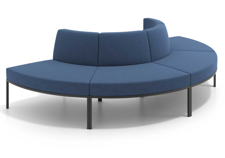 Sofa de Espera Pylos Curvo, Módulo Convexo 4 asientos - AZUL