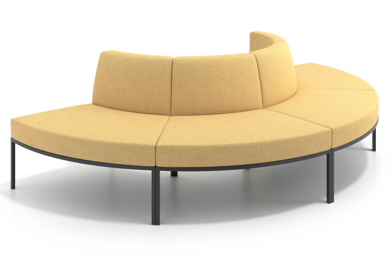 Sofa de Espera Pylos Curvo, Módulo Convexo 4 asientos - Amarillo