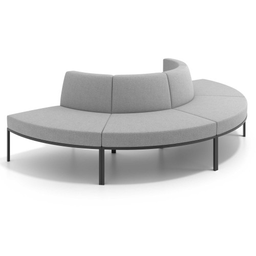 Sofa de Espera Pylos Curvo, Módulo Convexo 4 asientos - Gris