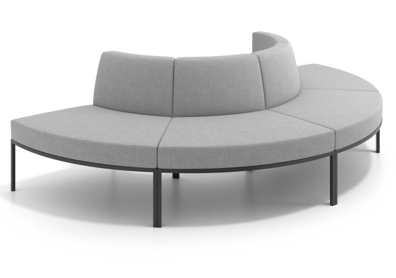 Sofa de Espera Pylos Curvo, Módulo Convexo 4 asientos - Gris