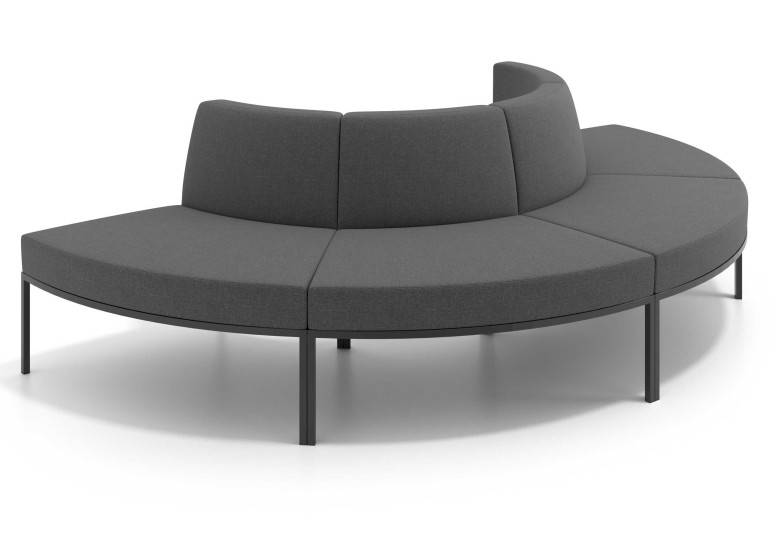 Sofa de Espera Pylos Curvo, Módulo Convexo 4 asientos - Antracita
