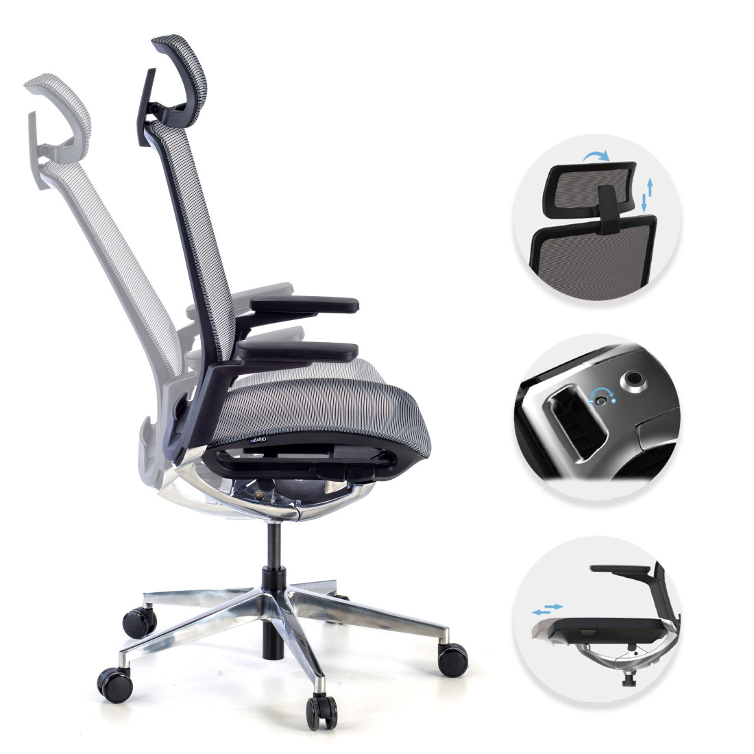 silla ejecutiva negro duna con reposacabezas 3