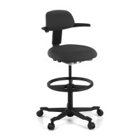 Taburete de Oficina Ergonómico erghos, asiento reclinable, giratorio - negro