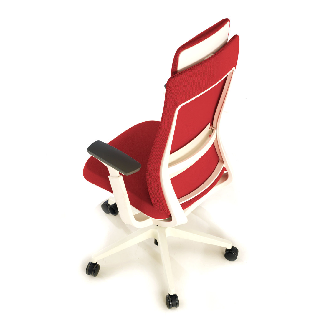 silla giratoria rojo reflect estructura blanca tela 10