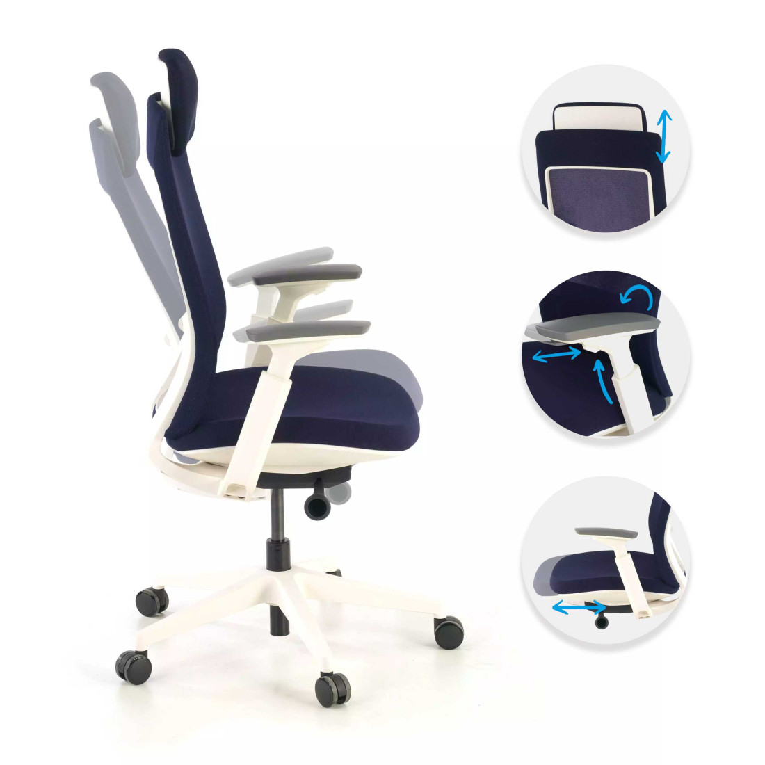 silla giratoria azul reflect estructura blanca tela 3