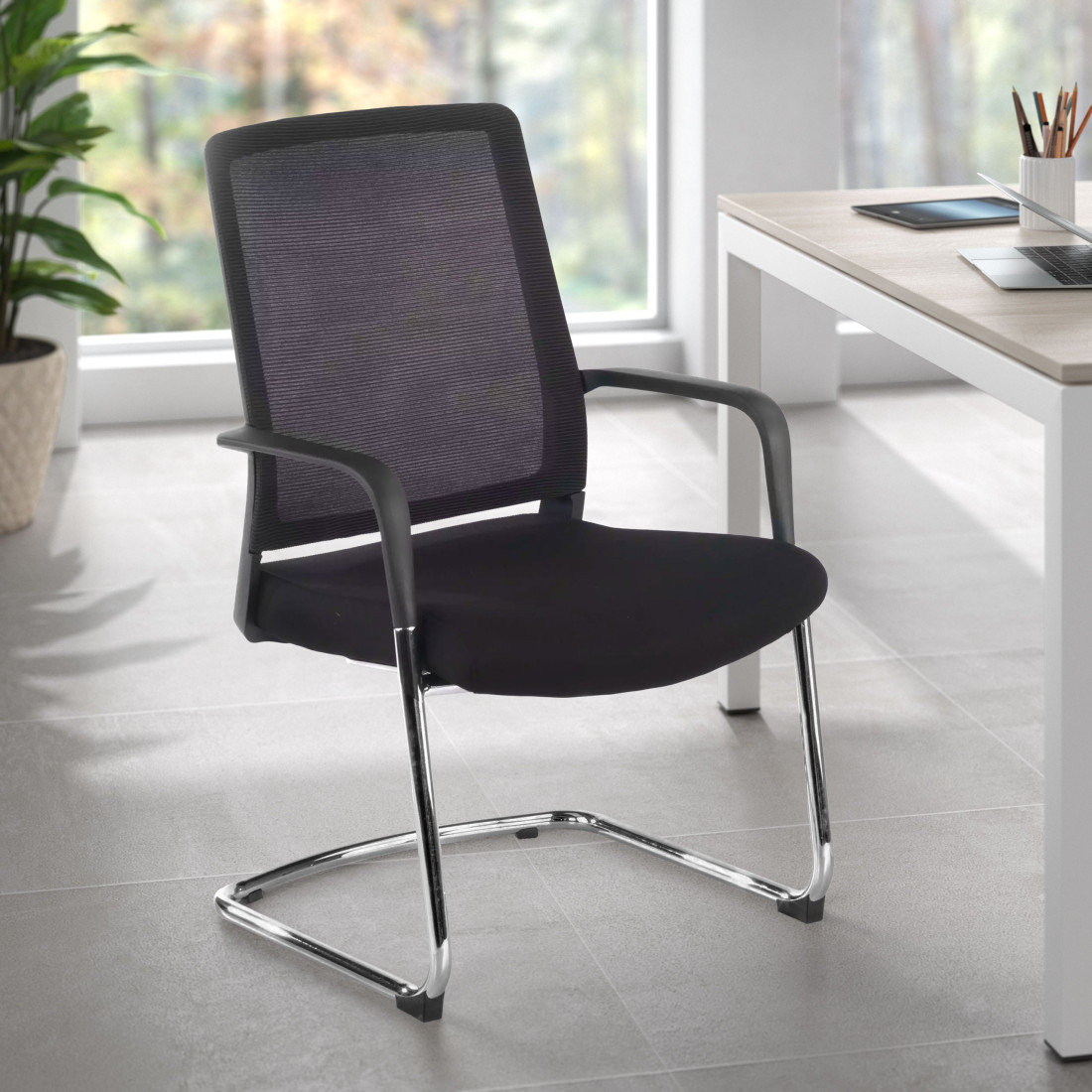 silla confidente negro dante red transpirable malla 2