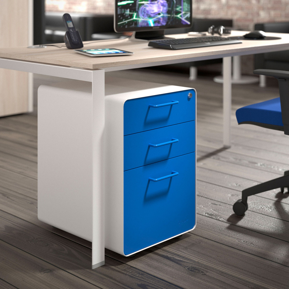 cajonera de escritorio azul apple 3