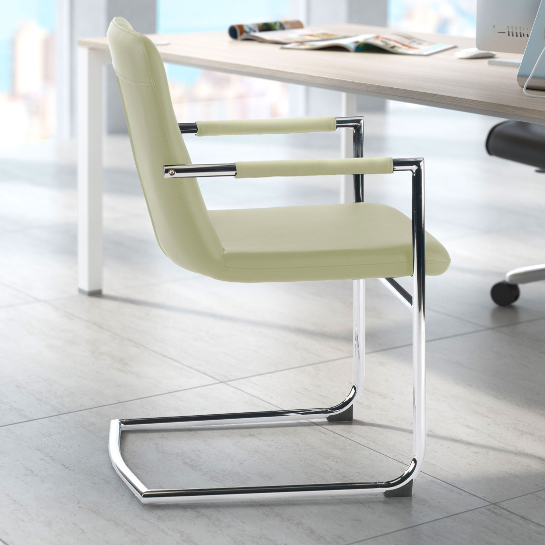 silla confidente beige oslo piel sintetica 2