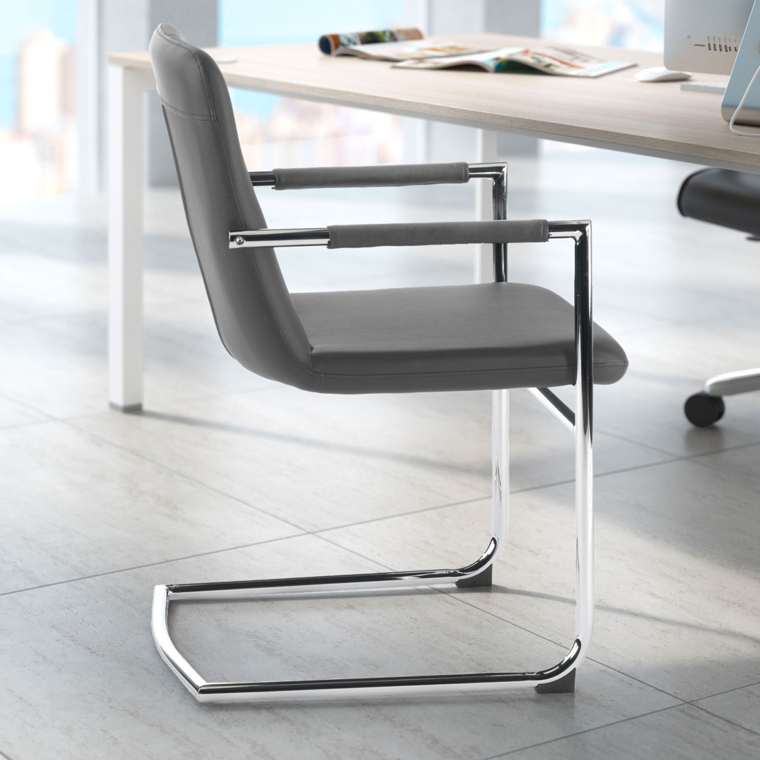 silla confidente gris oslo piel sintetica 2