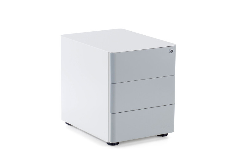 Cajonera de oficina Moby L, 3 cajones - Blanco / Gris
