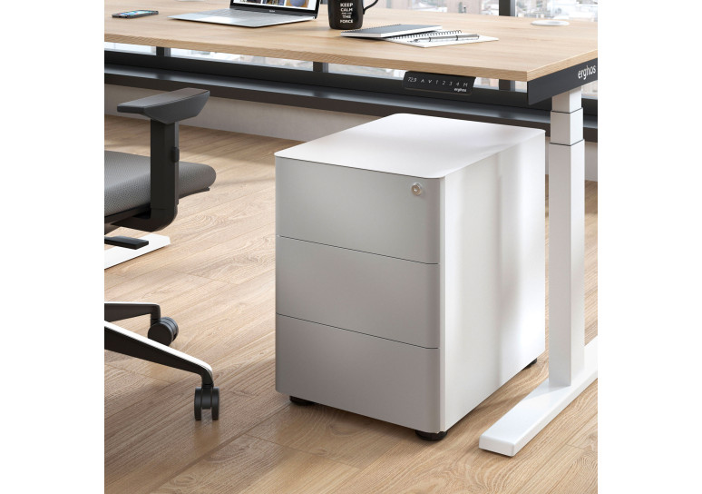 cajonera de escritorio blanco gris moby 3 cajones 2