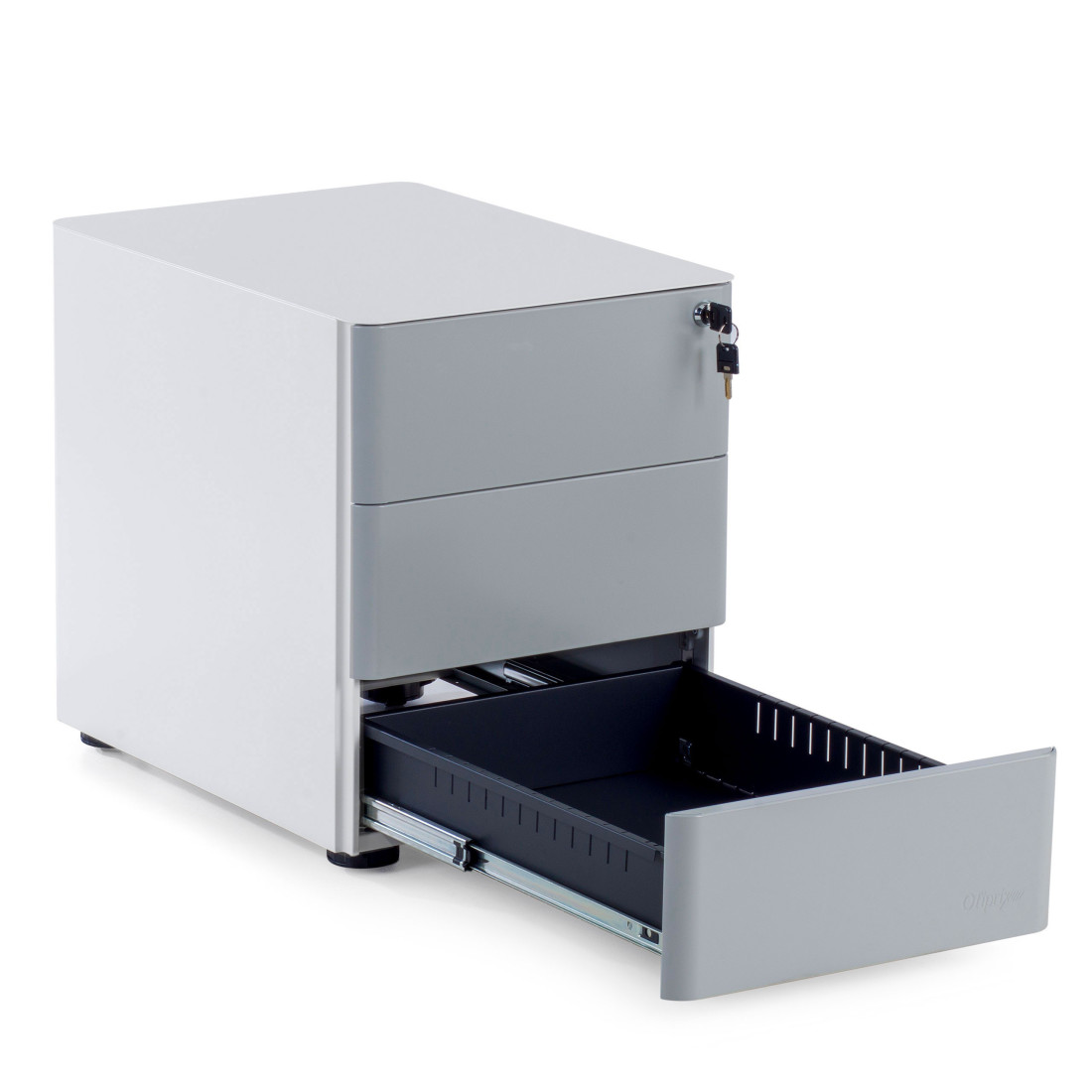 cajonera de escritorio blanco gris moby 3 cajones 6