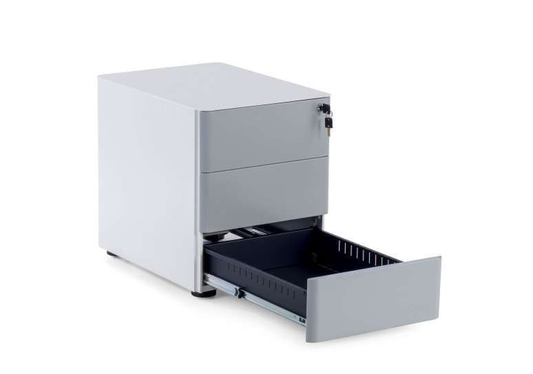 cajonera de escritorio blanco gris moby 3 cajones 6