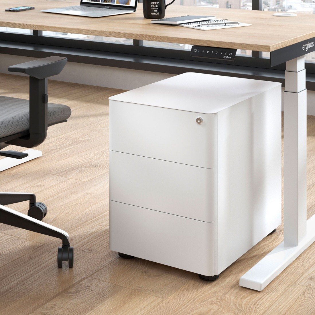 cajonera de escritorio blanco moby 3 cajones 3