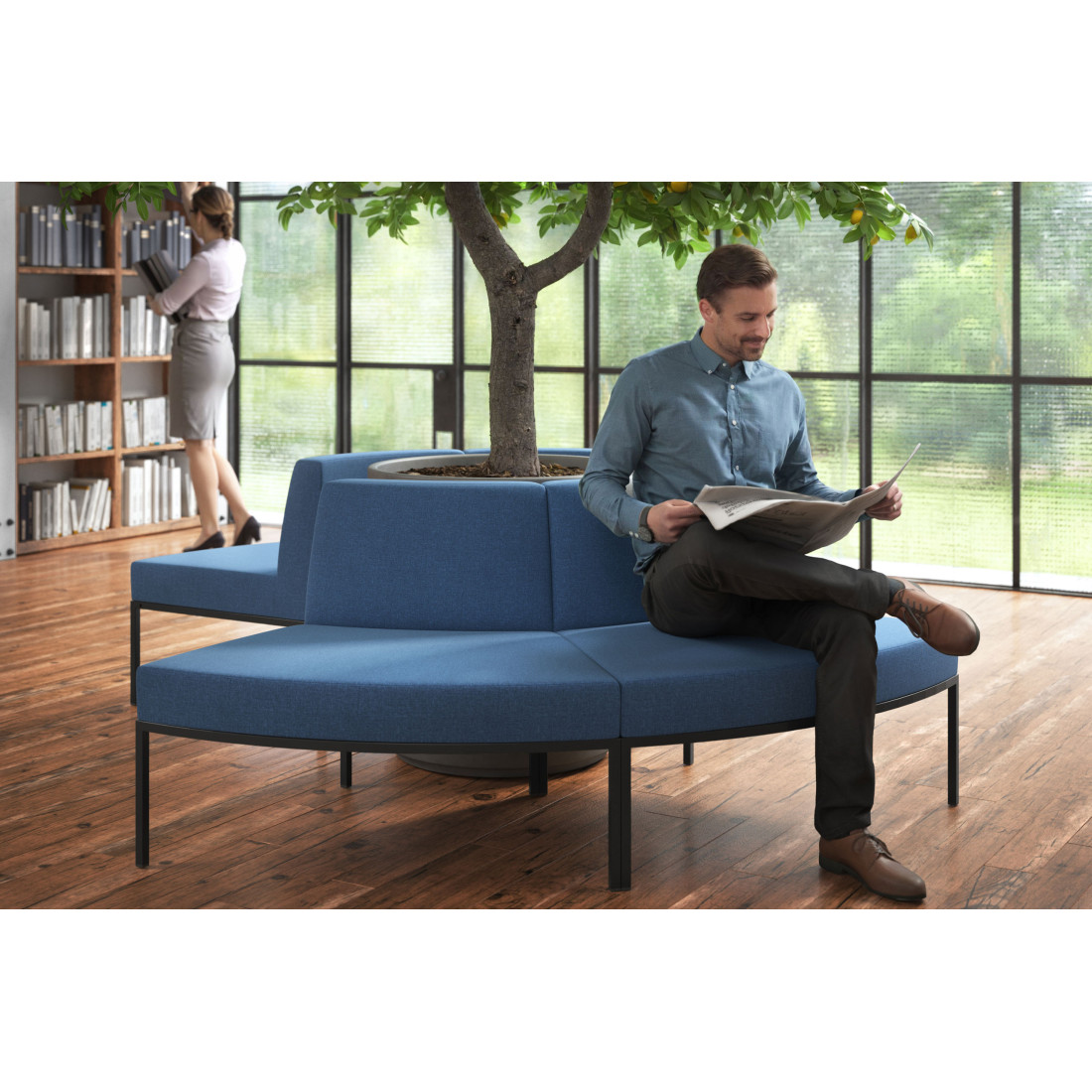 sofa para oficina azul pylos 2