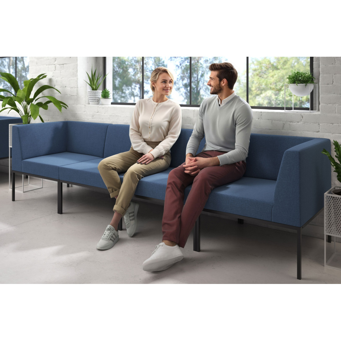 sofa para oficina azul pylos 2
