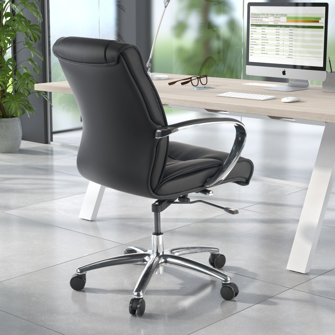 sillon de oficina negro bahia respaldo bajo piel sintetica piel sintetica 2