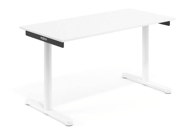 Mesa de escritorio Erghos Core fondo 70 estructura blanca - 120X70 cm, Blanco mate