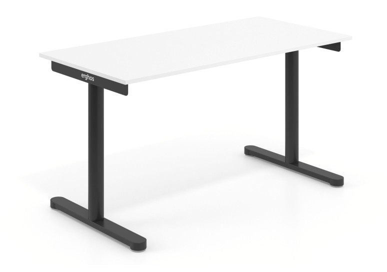 Mesa de escritorio Erghos Core fondo 70 estructura negra - 120X70 cm, Blanco mate