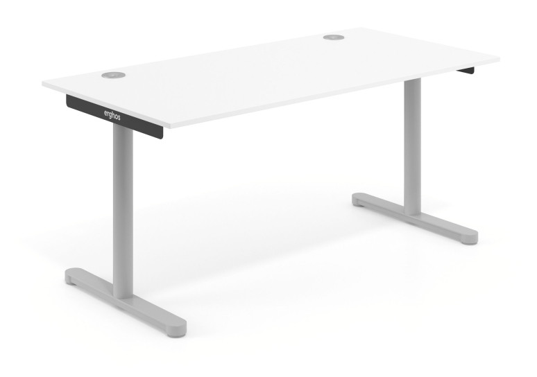 Mesa de escritorio Erghos Core fondo 80 estructura aluminio - Blanco mate, 120x80 cm