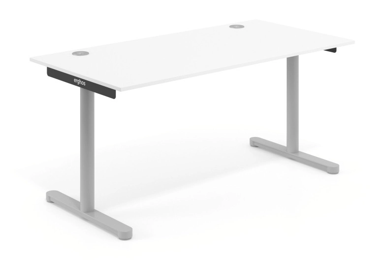 Combinacion Mesa de escritorio Erghos Core fondo 80 estructura aluminio - Blanco mate, 120x80 cm