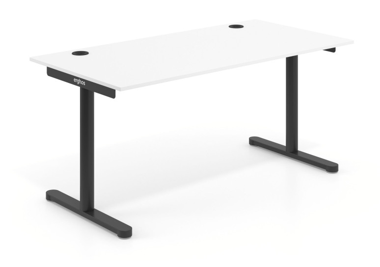 Mesa de escritorio Erghos Core fondo 80 estructura negra - 120x80 cm, Blanco mate