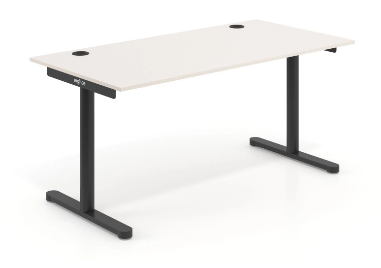 Combinacion Mesa de escritorio Erghos Core fondo 80 estructura negra - 120x80 cm, Blanco mate