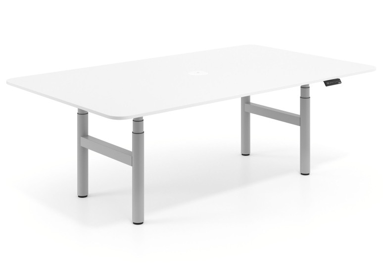 Mesa de reunión Elevable Erghos Core estructura aluminio - Blanco mate, 180x130 cm