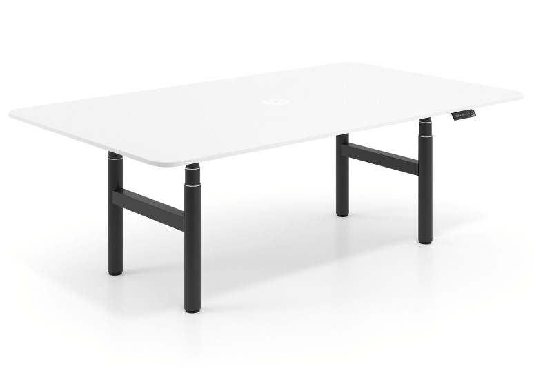 Mesa de reunión Elevable Erghos Core estructura negra - Blanco mate, 180x130 cm