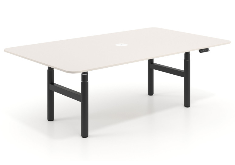 Combinacion Mesa de reunión Elevable Erghos Core estructura negra - Blanco mate, 180x130 cm