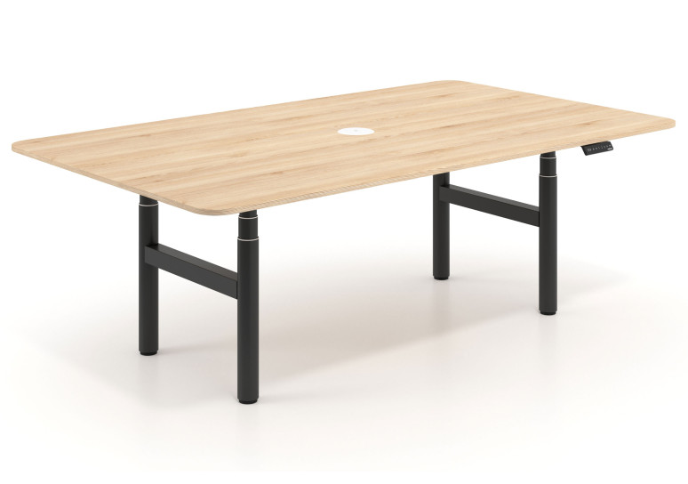 Combinacion Mesa de reunión Elevable Erghos Core estructura negra - Blanco mate, 180x130 cm