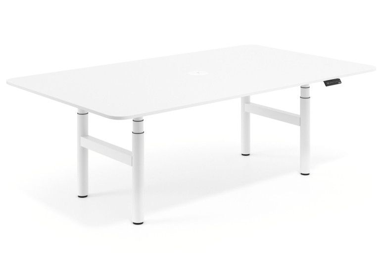 Mesa de reunión Elevable Erghos Core estructura blanca - Blanco mate, 180x130 cm