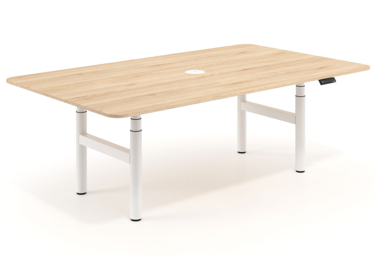 Combinacion Mesa de reunión Elevable Erghos Core estructura blanca - Blanco mate, 180x130 cm