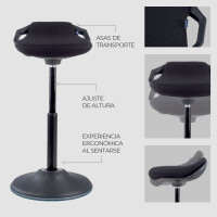 Taburete de oficina Ergonómico Wave, asiento dinámico - negro Second image